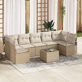 vidaXL Garden sofa set 8 pcs Beige, Cream 55 x 55 x 37 cm art rattan