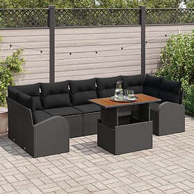 vidaXL Garden sofa set with cushion 8 pcs Black 100 x 55 x 73 cm