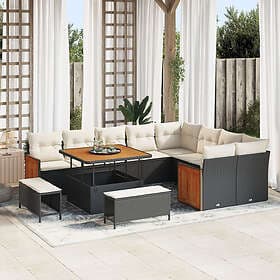 vidaXL Garden sofa set 12 pcs Black, Cream 100 x 100 x 71 cm
