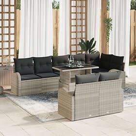 vidaXL Garden sofa set with cushion 9 pcs Light Grey 100 x 55 x 73 cm