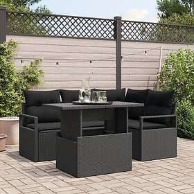 vidaXL Garden sofa set with cushion 5 pcs Black 100 x 55 x 73 cm