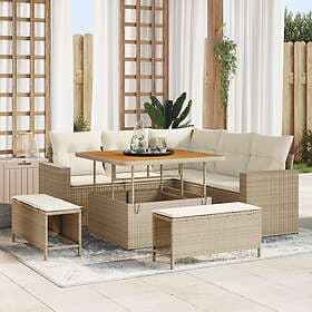 vidaXL Garden sofa set 8 pcs beige and cream white 100 x 100 x 71 cm