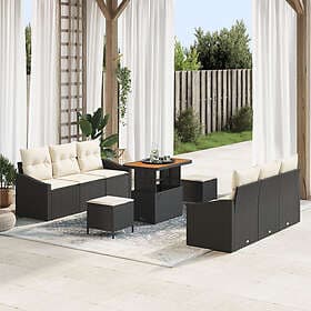 vidaXL Garden sofa set with cushion 9 pcs Black, Cream 90 x 55 x 71 cm
