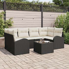 vidaXL Garden sofa set with cushion 7 pcs Black, Cream 55 x 55 x 37 cm