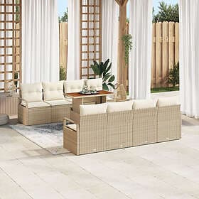 vidaXL Garden sofa set with cushion 9 pcs Beige, Cream 100 x 55 x 73 cm