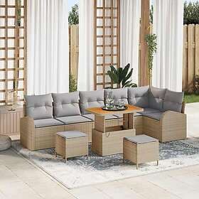 vidaXL Garden sofa set with cushion 9 pcs Beige, light grey 90 x 55 x 71 cm