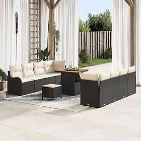 vidaXL Garden sofa set with cushion 11 pcs Black, Cream 80 x 80 x 71 cm