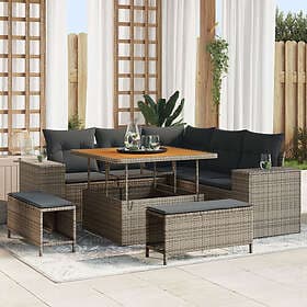 vidaXL Garden sofa set with cushions 8 pcs Grey 100x100x71 cm