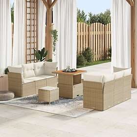 vidaXL Garden sofa set 9 pcs beige and cream white 80 x 80 x 71 cm