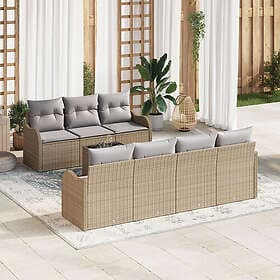 vidaXL Garden sofa set 8 pcs Beige 55 x 55 x 37 cm Poly rattan