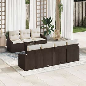 vidaXL Garden sofa set 8 pcs Brown, cream 55 x 55 x 37 cm