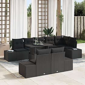 vidaXL Garden sofa set with cushion 9 pcs Black 100 x 55 x 73 cm