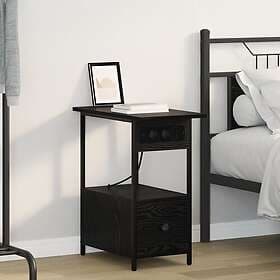 vidaXL Nightstand With Drawer Black Oak 60x30x61cm Constructed Wood