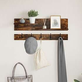 vidaXL Wall Mounted Coat Rack with Shelf 90x15x36 cm Smoked Oak
