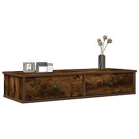 vidaXL Wall Shelf with Drawers Smoked Oak 100x37.5x19 cm Wood