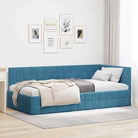 vidaXL Bed Frame with Headboard Blue 90x200 cm Velvet