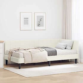 vidaXL Bed Frame with mattress with headboard Cream 90x200 cm Velvet