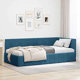 vidaXL Bed Frame with headboard Blue 100x200 cm Velvet