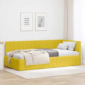 vidaXL Bed Frame with Headboard Yellow 90x200 cm Velvet