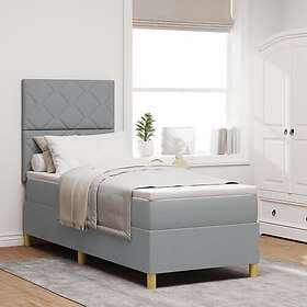 vidaXL Bed base with mattress with headboard Light gray 80x200cm fabric