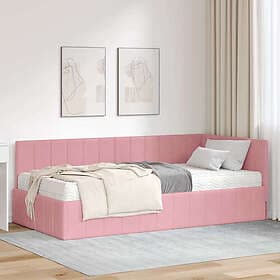 vidaXL Bed frame with mattress with headboard pink 90x190cm velvet