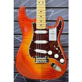 Fender MIJ Hybrid II Strat Flame Sunset Orange Transparent