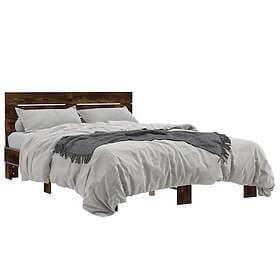 vidaXL Bed Frame Smoked Oak 120x200 cm Engineered Wood and Metal