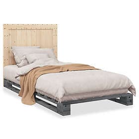 vidaXL Bed Frame with headboard grey 100x200 cm solid pine