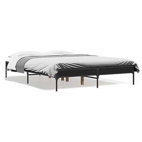 vidaXL Bed Frame black 135x190 cm engineered wood and metal