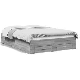 vidaXL Bed Frame with drawers grey sonoma 135x190 cm engineered wood