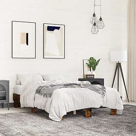 vidaXL Bed Frame 140x190 cm smoke-colored oak engineered wood and metal