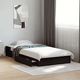 vidaXL Bed Frame with drawers Black 90x190 cm engineered wood