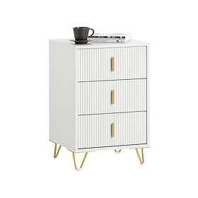 SoBuy FBT115-L-W Nightstand with 3 Drawers White