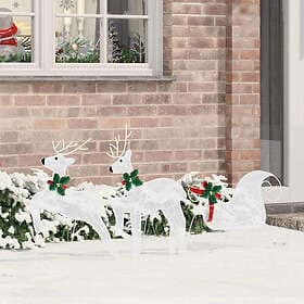 vidaXL LED Reindeers 3pcs Cold White Fabric
