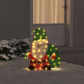 vidaXL Lighted Santa Claus Warm White 62x70cm Tinsel Fabric