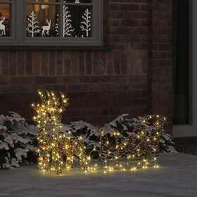 vidaXL Reindeer Pull Sleigh Warm White 30x12x54.5cm
