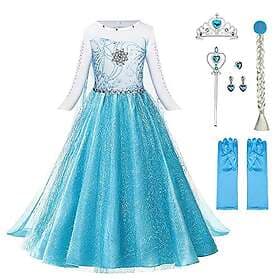 URAQT C-L120QL210121-FBA Elsa Princess Costume Dress Set