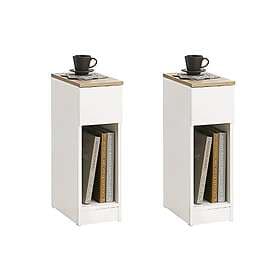 SoBuy Smalt Nightstand 2-Pack With Drawer and Shelf White W20xD35xH60cm FBT111-W