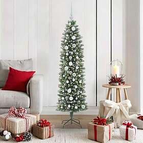 vidaXL Artificial Tree Slim Green and White 150cm 150 LEDs