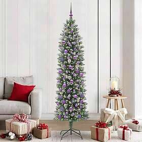 vidaXL Artificial Slim Green and White 210cm 300 LEDs