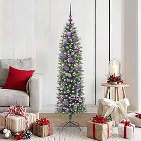 vidaXL Artificial Tree Slim Green and White 150cm 150 LEDs