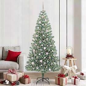 vidaXL Artificial Tree Snow-flocked Green and White 210cm