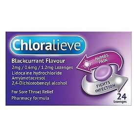 Chloralieve Blackcurrant Flavour 2mg / 0.6mg / 1.2mg lozenges 24 Lozenges
