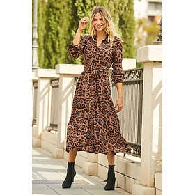 Sosandar Leopard Print Midi Shirt Dress