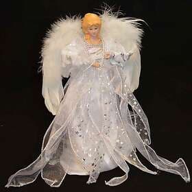 Samuel Alexander White & Silver Christmas Tree Top Fairy Angel House Decoration 