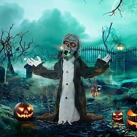 Homcom 844-880V00GN Voice Activated Halloween Animatronics Skeleton