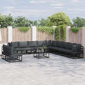 vidaXL Lounge Set 11 Pieces Black Aluminium 3378880