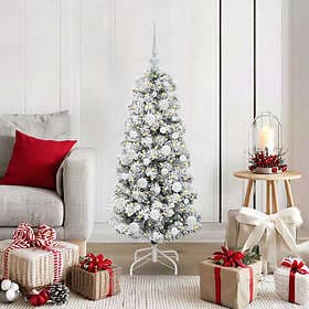 vidaXL Artificial Tree Hinged Green and White 120cm 150 LEDs