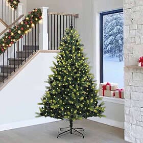 vidaXL Artificial Tree Hinged Green 240cm 300 LEDs