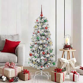 vidaXL Artificial Tree Hinged Green and White 150cm 150 LEDs